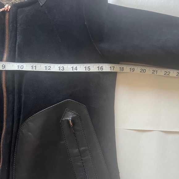 Rag Bone Subi Reversible Sheepskin Shearling Black Winter‎ Leather Sherpa Jacket - Picture 10 of 13